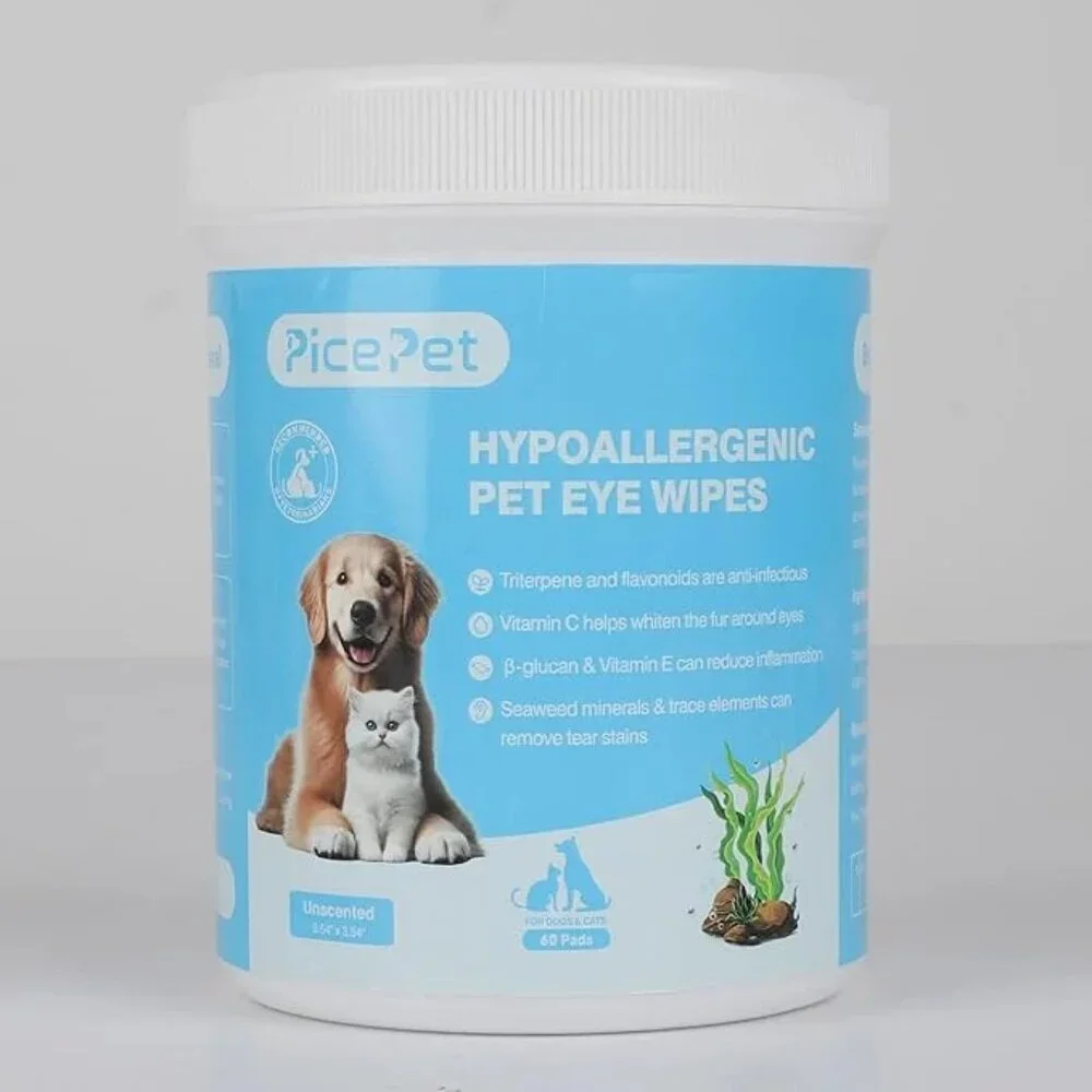 Hypoallergenic Eye Wipes for Dog & Cats, 100 Pcs Plant-Based Tear Stain Remover